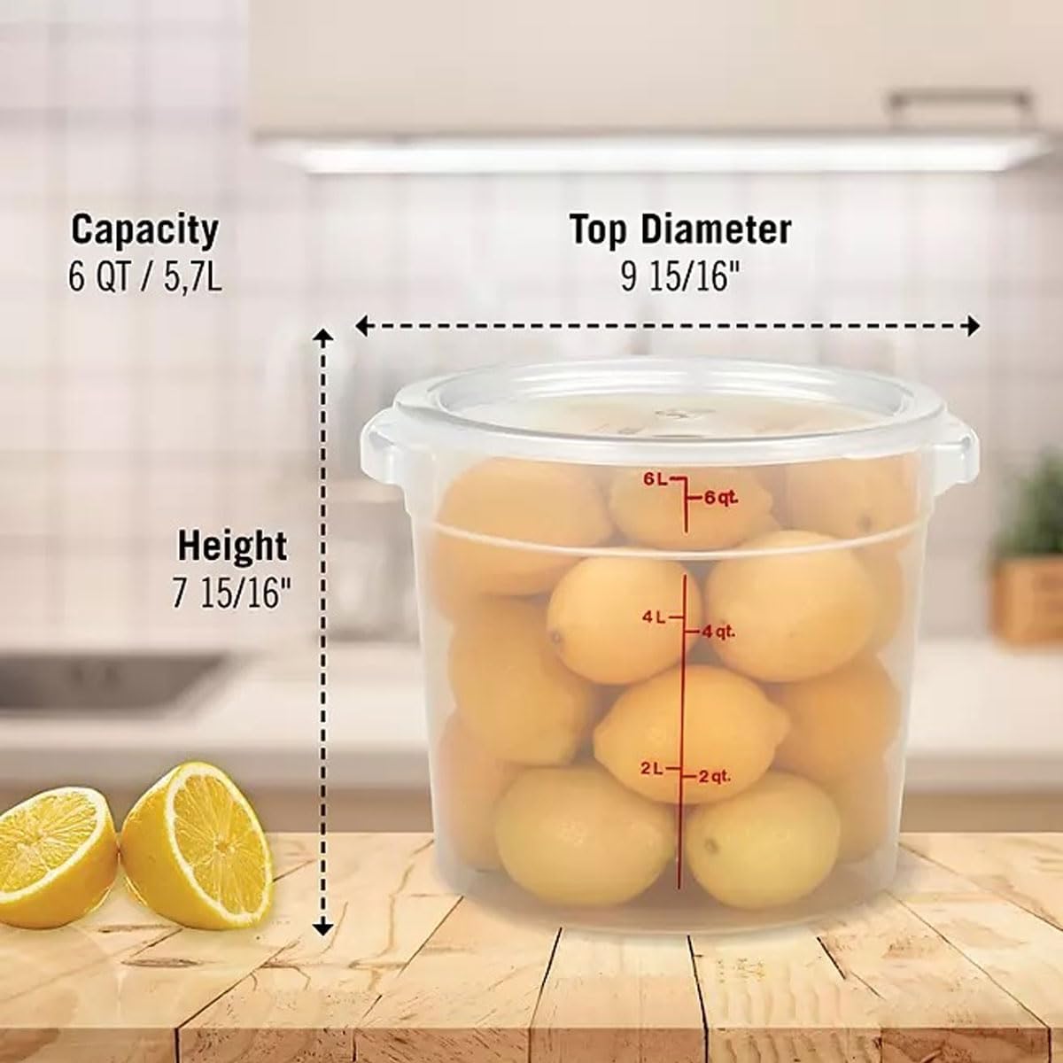 Cmbro 6-Quart Round Food Storage Container with Lid - BPA-Free, 2 Pack