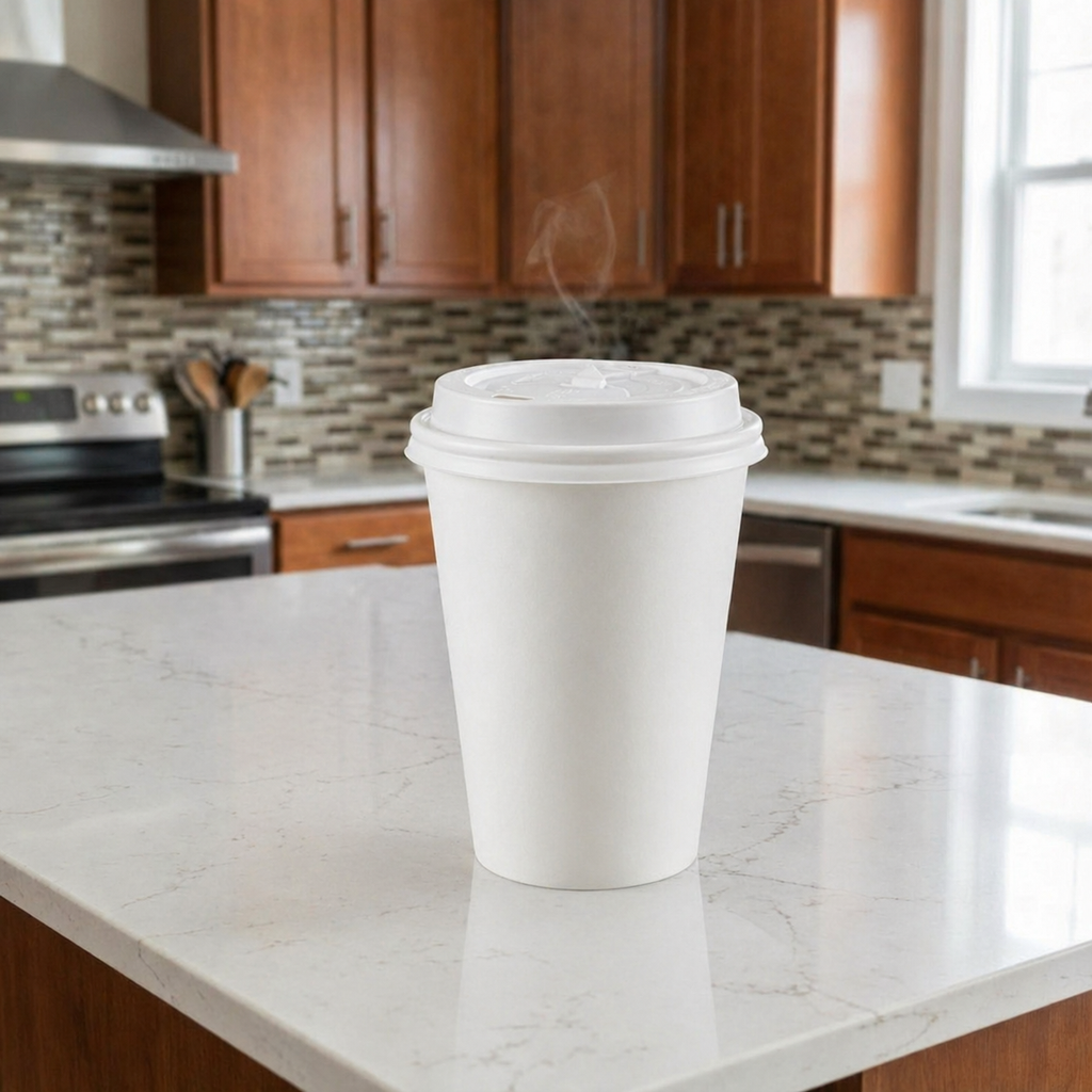 Dart Opt316 Reclosable Lid for 10 oz, 12 oz, 16 oz, 20 oz, and 24 oz Paper Cups, White, 100 Pack